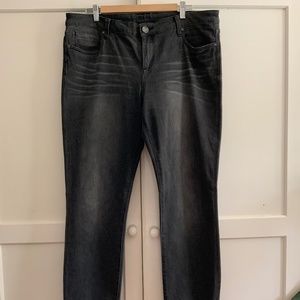 Kut From the Kloth Diana Skinny Jeans, Black Denim, Size 16
